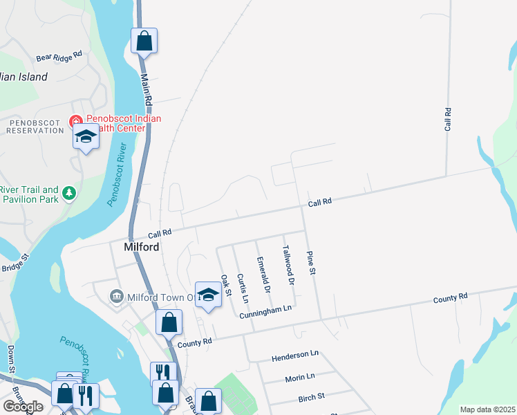 map of restaurants, bars, coffee shops, grocery stores, and more near 57 Call Road in Milford