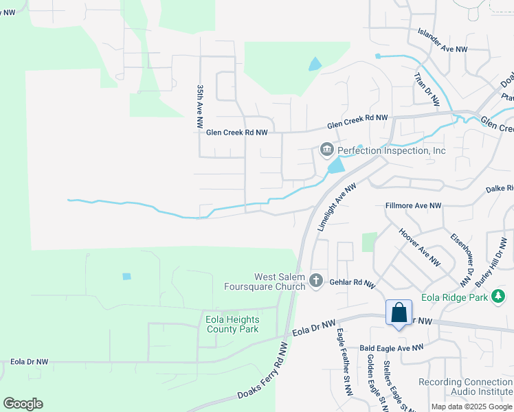 map of restaurants, bars, coffee shops, grocery stores, and more near 3308 Hidden Valley Drive Northwest in Salem