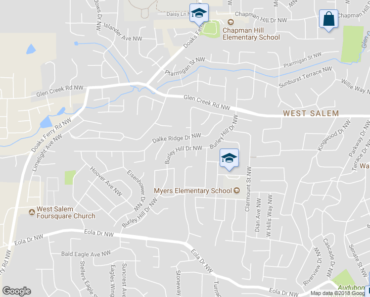 map of restaurants, bars, coffee shops, grocery stores, and more near 937 Hearthside Court Northwest in Salem