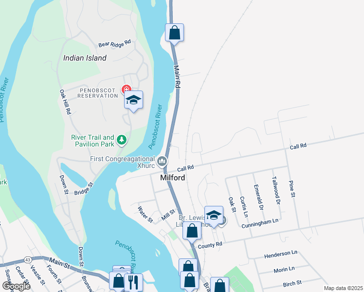 map of restaurants, bars, coffee shops, grocery stores, and more near 10 Sunset Trailer Park in Milford