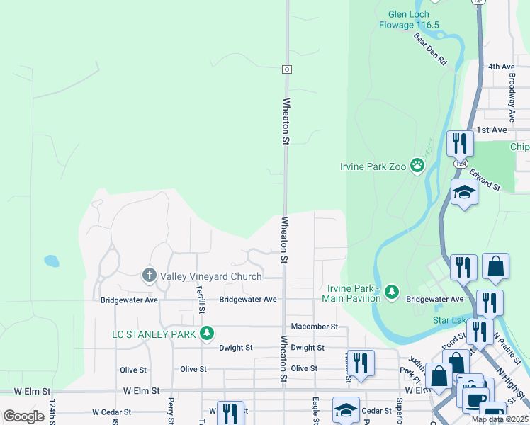 map of restaurants, bars, coffee shops, grocery stores, and more near 1708 Wheaton Street in Chippewa Falls