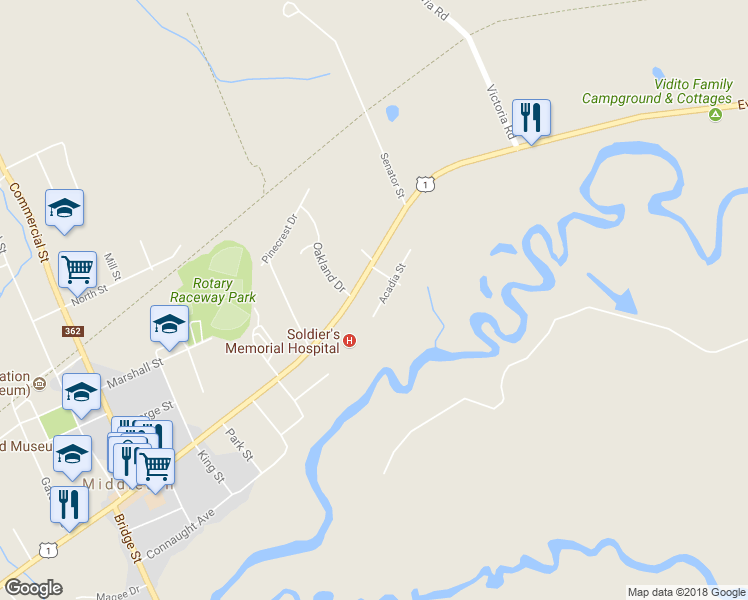 map of restaurants, bars, coffee shops, grocery stores, and more near 5 Acadia Street in Wilmot