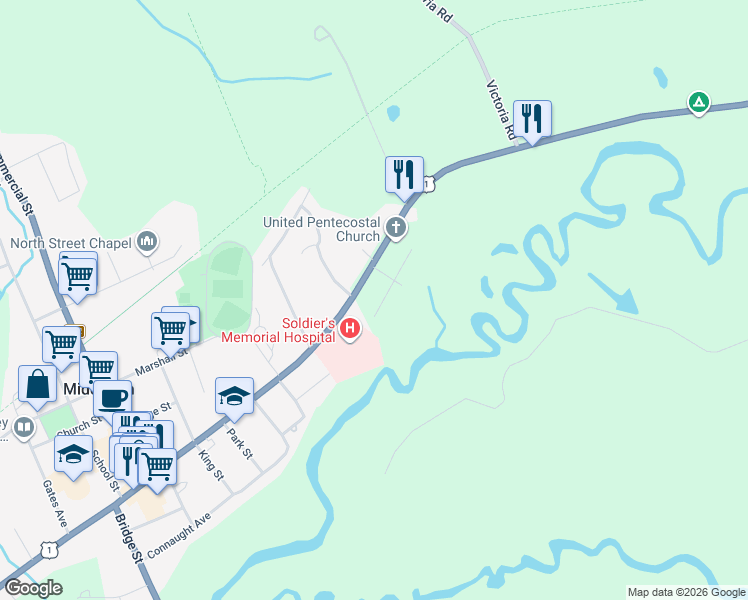 map of restaurants, bars, coffee shops, grocery stores, and more near 5 Acadia Street in Wilmot
