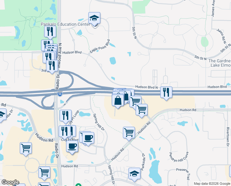 map of restaurants, bars, coffee shops, grocery stores, and more near U.S. 12 in Saint Paul