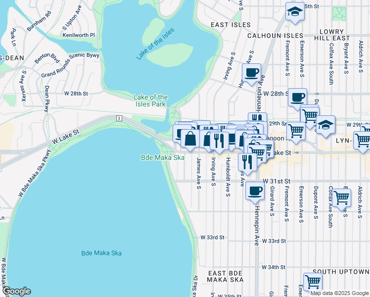 map of restaurants, bars, coffee shops, grocery stores, and more near 2909 Knox Avenue South in Minneapolis