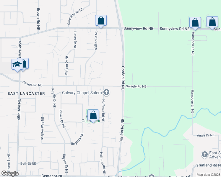 map of restaurants, bars, coffee shops, grocery stores, and more near 4962 Swegle Road Northeast in Salem