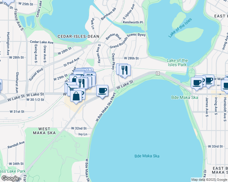 map of restaurants, bars, coffee shops, grocery stores, and more near in Minneapolis