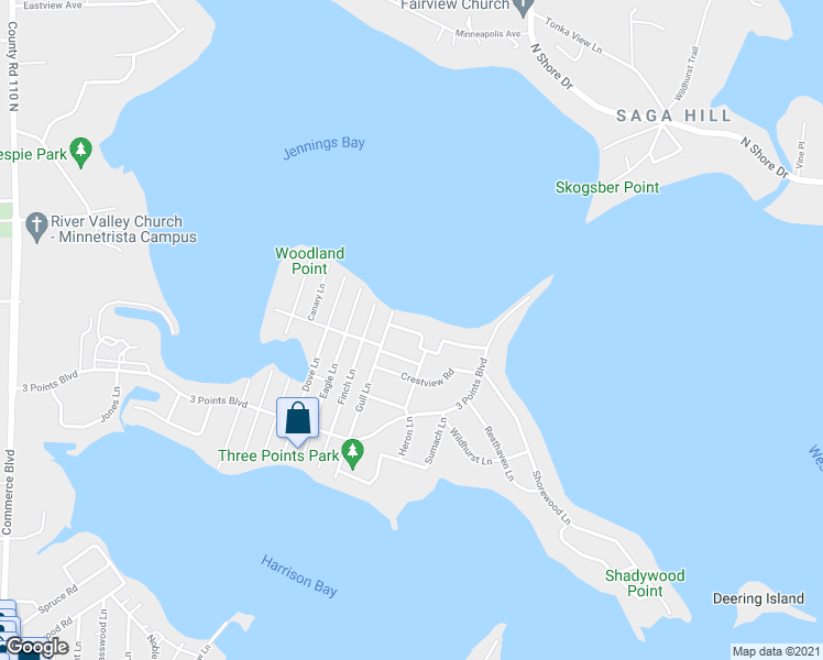 map of restaurants, bars, coffee shops, grocery stores, and more near 5016 Enchanted Road in Mound