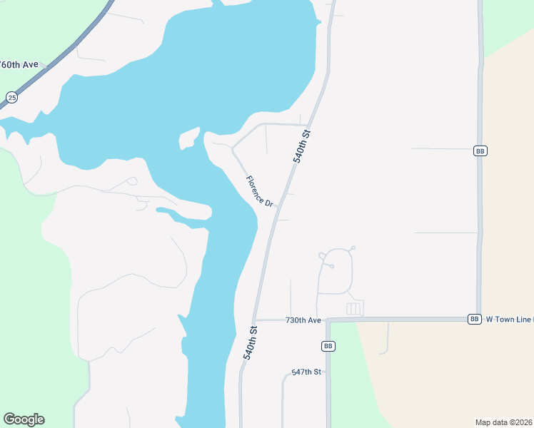 map of restaurants, bars, coffee shops, grocery stores, and more near N7429 537th Street in Menomonie