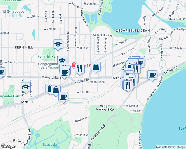 map of restaurants, bars, coffee shops, grocery stores, and more near in Minneapolis