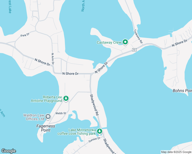 map of restaurants, bars, coffee shops, grocery stores, and more near 3705 North Shore Drive in Wayzata