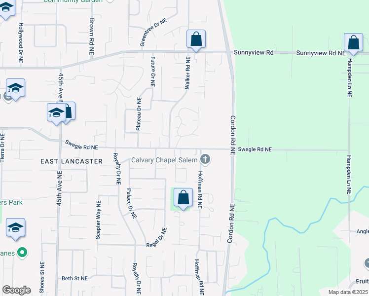 map of restaurants, bars, coffee shops, grocery stores, and more near 4933 Swegle Road Northeast in Salem