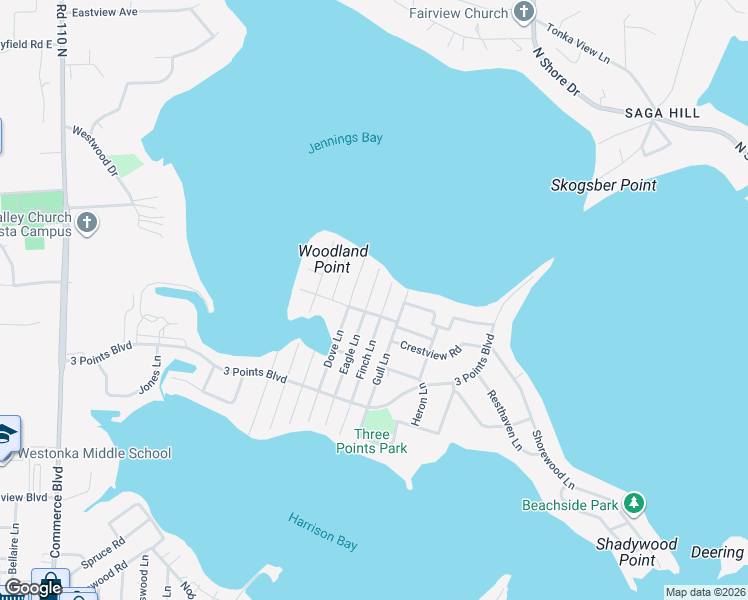 map of restaurants, bars, coffee shops, grocery stores, and more near 1590 Eagle Lane in Mound