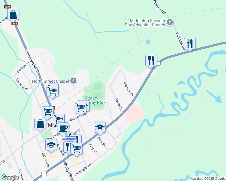 map of restaurants, bars, coffee shops, grocery stores, and more near 34 Taylor Drive in Kingston