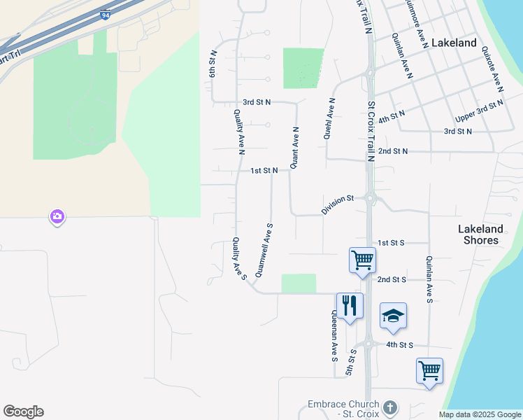 map of restaurants, bars, coffee shops, grocery stores, and more near 9 Quamwell Avenue South in Lakeland