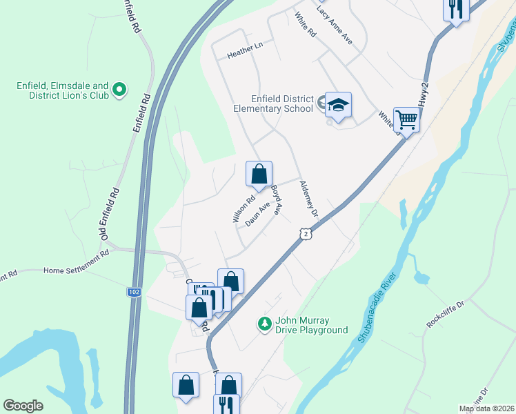 map of restaurants, bars, coffee shops, grocery stores, and more near 7 Daun Avenue in Enfield