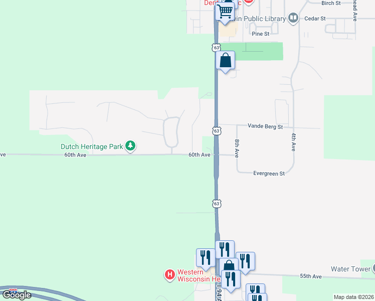 map of restaurants, bars, coffee shops, grocery stores, and more near 1980 11th Avenue in Baldwin