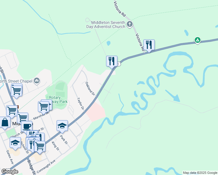 map of restaurants, bars, coffee shops, grocery stores, and more near 25 Acadia Street in Wilmot