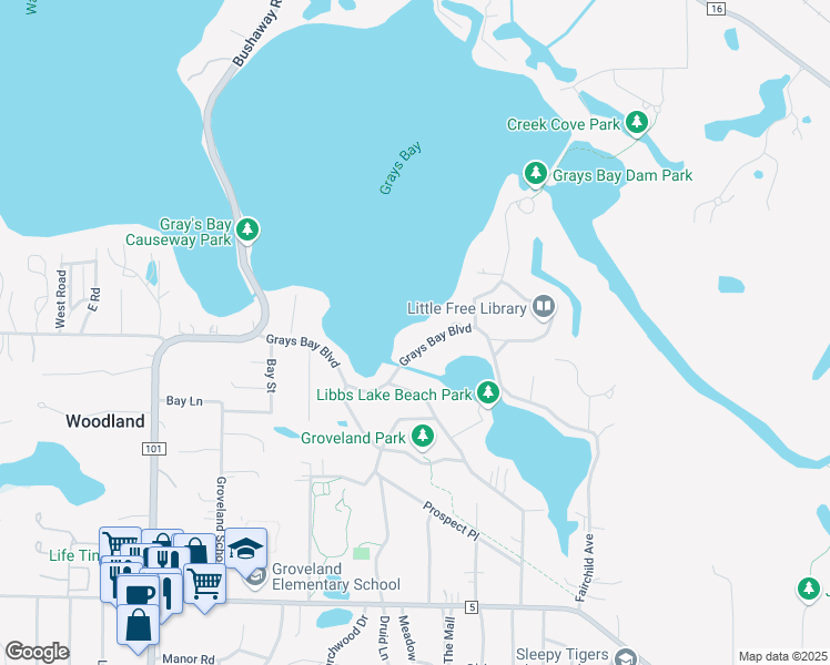 map of restaurants, bars, coffee shops, grocery stores, and more near 16800 Grays Bay Boulevard in Wayzata