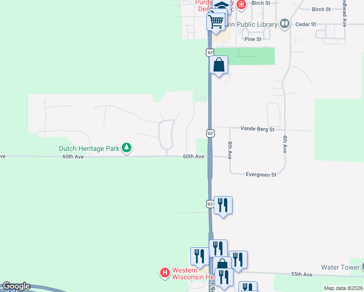 map of restaurants, bars, coffee shops, grocery stores, and more near 1980 11th Avenue in Baldwin