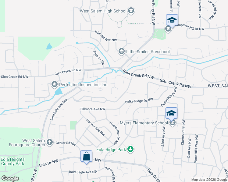 map of restaurants, bars, coffee shops, grocery stores, and more near 2641 Hoo Doo Drive Northwest in Salem
