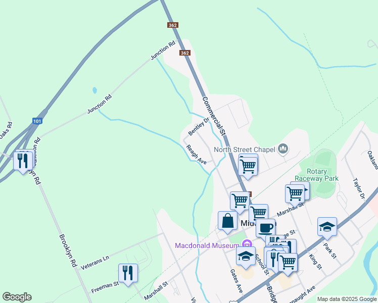 map of restaurants, bars, coffee shops, grocery stores, and more near 23 Reagh Avenue in Middleton