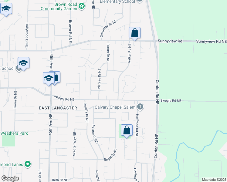 map of restaurants, bars, coffee shops, grocery stores, and more near 1620 Weigart Court Northeast in Salem
