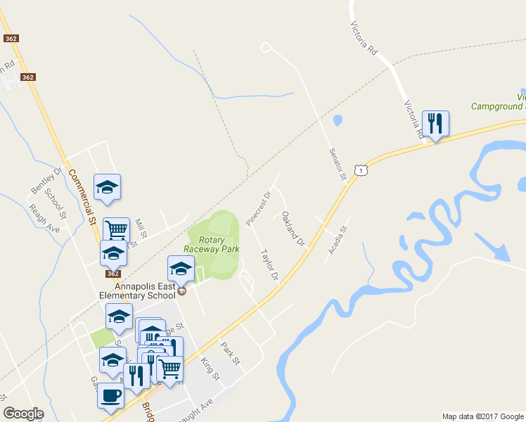 map of restaurants, bars, coffee shops, grocery stores, and more near 16 Pinecrest Drive in Kingston