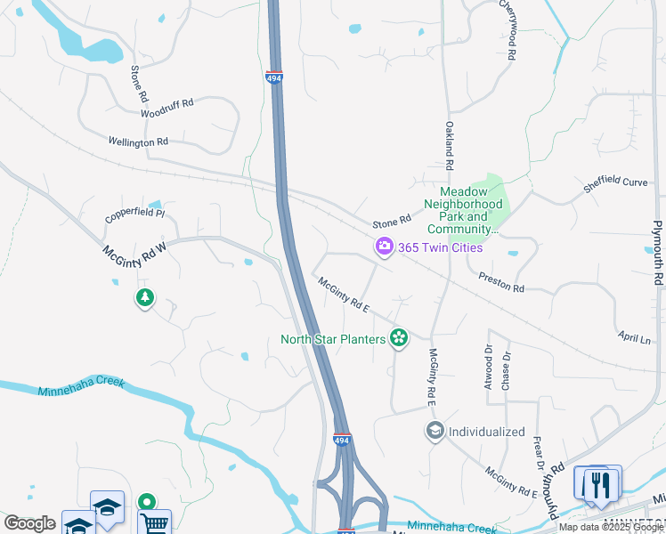 map of restaurants, bars, coffee shops, grocery stores, and more near 2761 Foxgate Drive in Hopkins