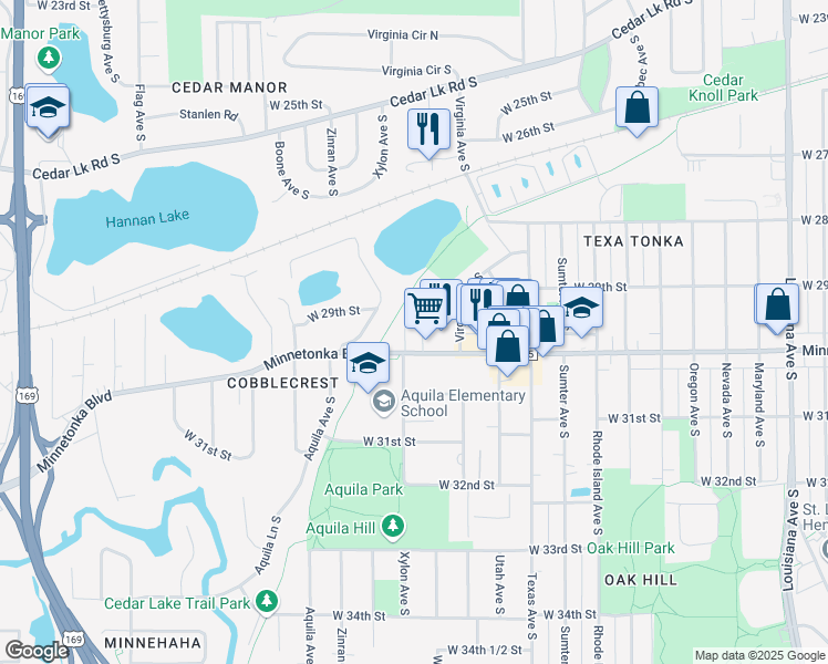 map of restaurants, bars, coffee shops, grocery stores, and more near 2930 Wyoming Avenue South in Minneapolis