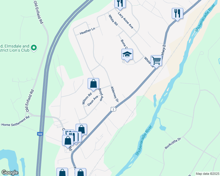 map of restaurants, bars, coffee shops, grocery stores, and more near 18 Alderney Drive in Enfield