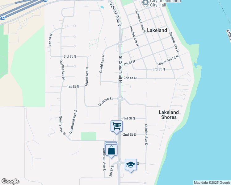 map of restaurants, bars, coffee shops, grocery stores, and more near 98 Saint Croix Trail North in Lakeland