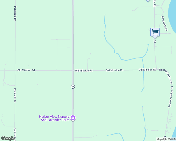 map of restaurants, bars, coffee shops, grocery stores, and more near 3621 Old Mission Road in Traverse City