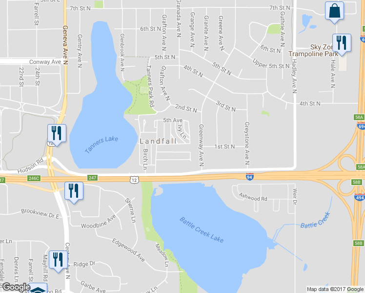 map of restaurants, bars, coffee shops, grocery stores, and more near 30 2nd Avenue in Landfall