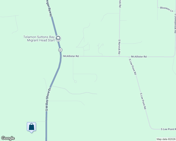 map of restaurants, bars, coffee shops, grocery stores, and more near Donny Brook Farms in Suttons Bay