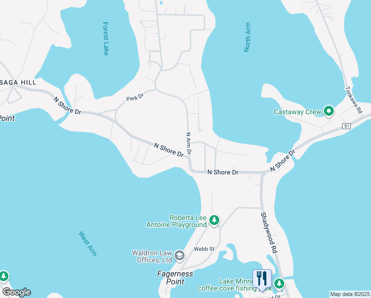 map of restaurants, bars, coffee shops, grocery stores, and more near 4000 North Shore Drive in Mound