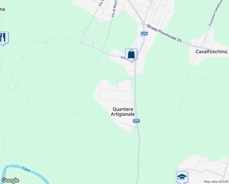 map of restaurants, bars, coffee shops, grocery stores, and more near 9 Via Galileo Galilei in Sissa Trecasali