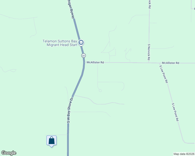 map of restaurants, bars, coffee shops, grocery stores, and more near Donny Brook Farms in Suttons Bay