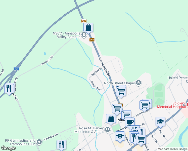 map of restaurants, bars, coffee shops, grocery stores, and more near 8 Bentley Drive in Middleton