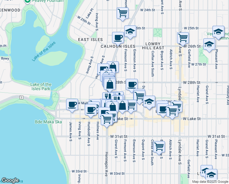 map of restaurants, bars, coffee shops, grocery stores, and more near 2826 Girard Avenue South in Minneapolis