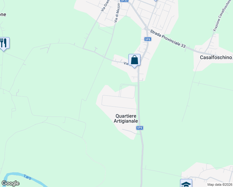 map of restaurants, bars, coffee shops, grocery stores, and more near 9/A Via Galileo Galilei in Sissa Trecasali