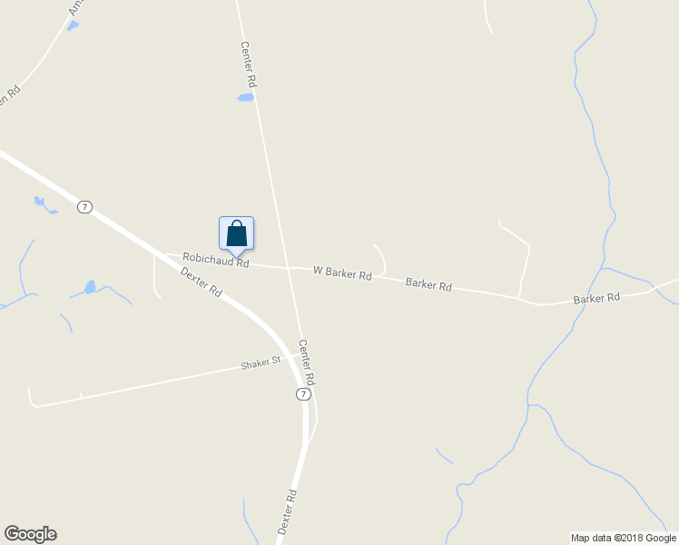 map of restaurants, bars, coffee shops, grocery stores, and more near West Barker Road in Corinna