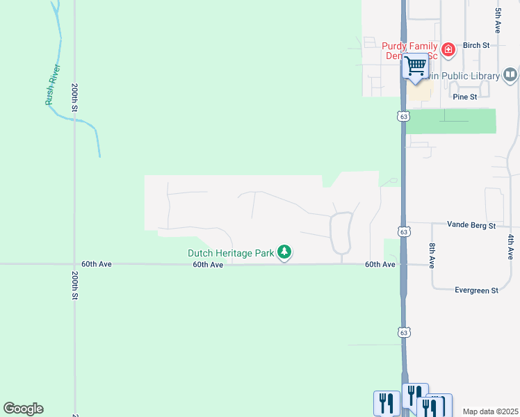 map of restaurants, bars, coffee shops, grocery stores, and more near 1830 Dutch Heritage Court in Baldwin