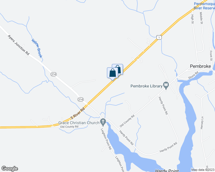 map of restaurants, bars, coffee shops, grocery stores, and more near 201 River Road in Pembroke