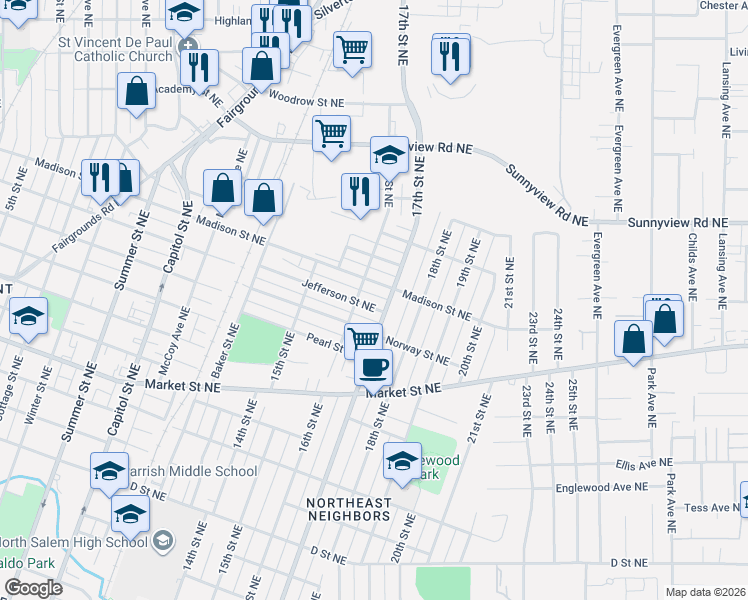 map of restaurants, bars, coffee shops, grocery stores, and more near in Salem
