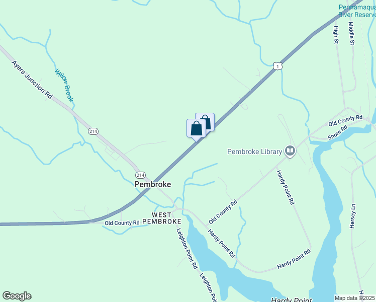 map of restaurants, bars, coffee shops, grocery stores, and more near 205 River Road in Pembroke