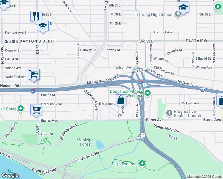 map of restaurants, bars, coffee shops, grocery stores, and more near 1310 Hudson Road in Saint Paul