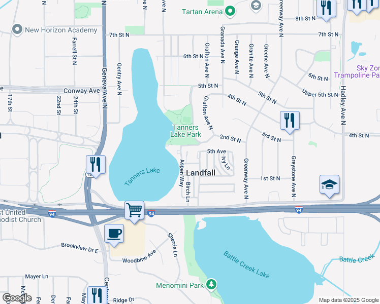 map of restaurants, bars, coffee shops, grocery stores, and more near 6 Kove Circle in Landfall