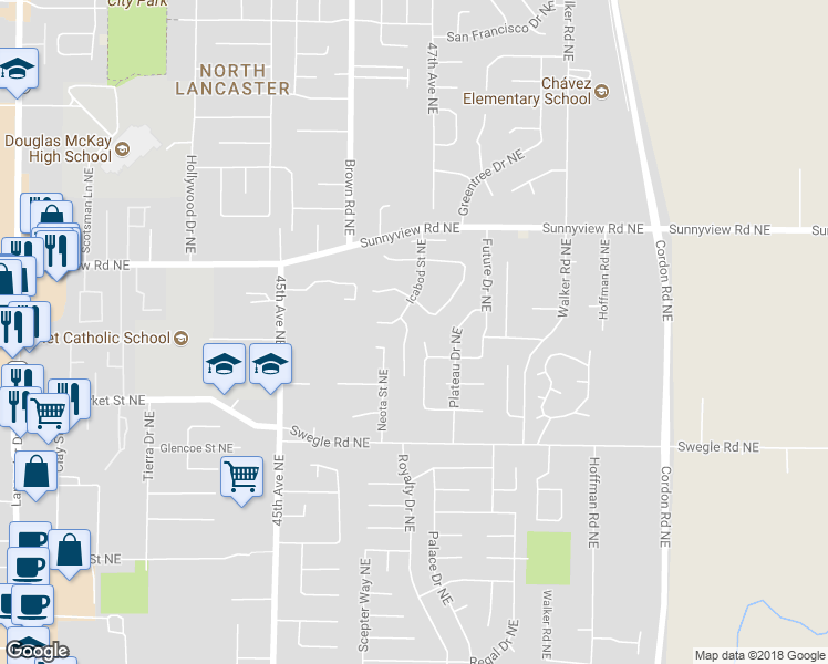 map of restaurants, bars, coffee shops, grocery stores, and more near 1776 Icabod Court Northeast in Salem