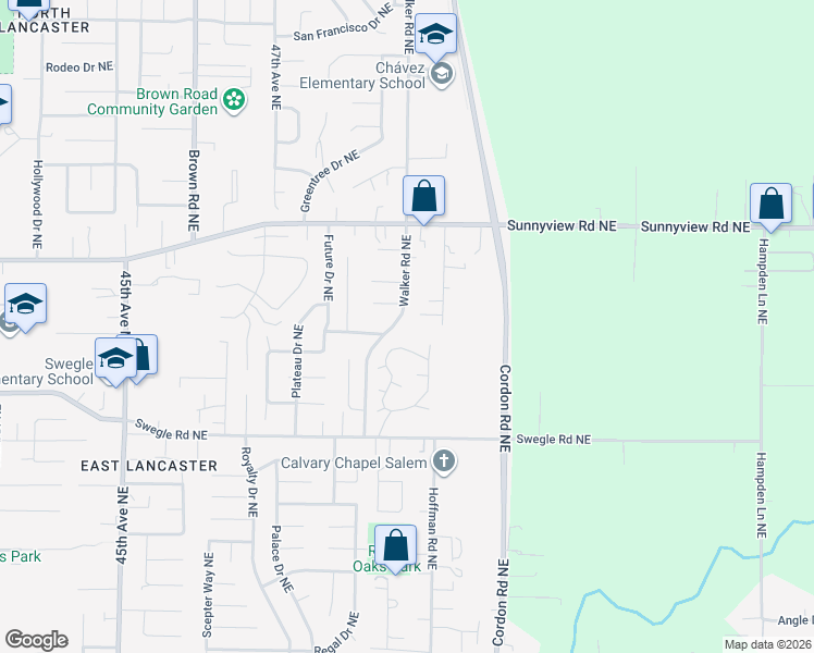 map of restaurants, bars, coffee shops, grocery stores, and more near 1820 Walker Road Northeast in Salem